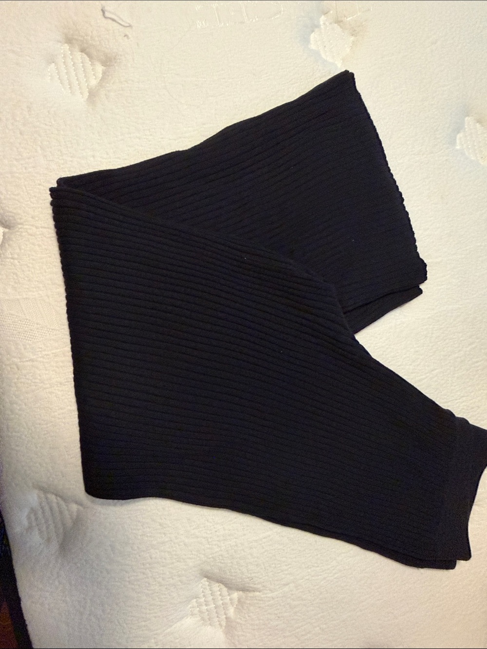Black Ribbed Knit Wide Leg Pants